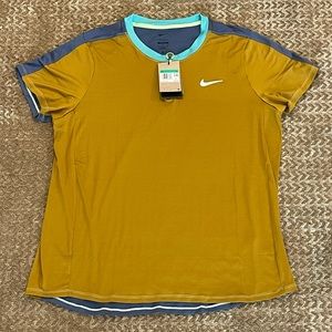Nike Court Dri-Fit Advantage Tennis 1/4 Zip Shirt Gold Mens Sz.Medium DD8321-716